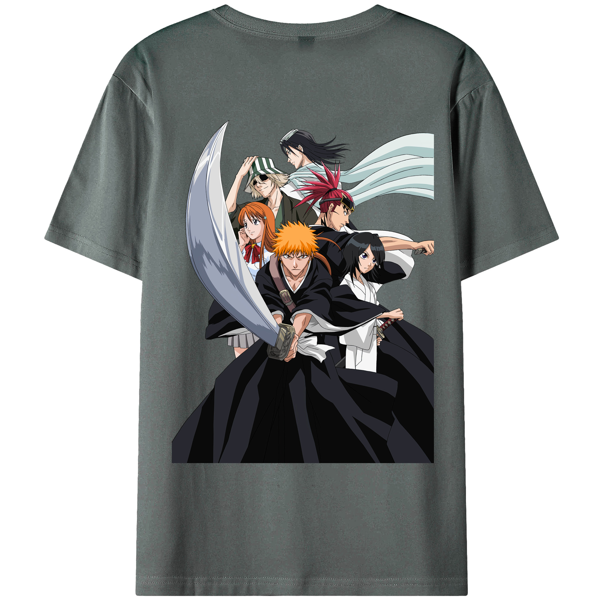 （画像用） ブリーチ 黒崎一護（くろさき いちご）BLEACH Kurosaki Ichigo 綿100％ メンズ半袖Tシャツ（バックプリント） 通気性
